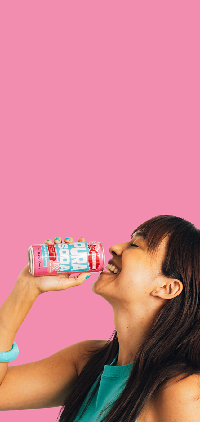 Woman Enjoying Pura Soda Banner